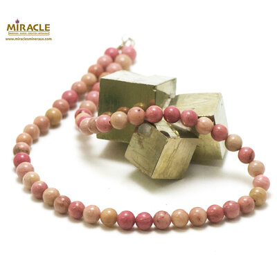 ronde 8 mm 1 collier en pierre naturelle de rodhonite