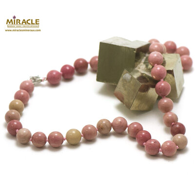 ronde 10 mm 1 collier en pierre naturelle de rodhonite