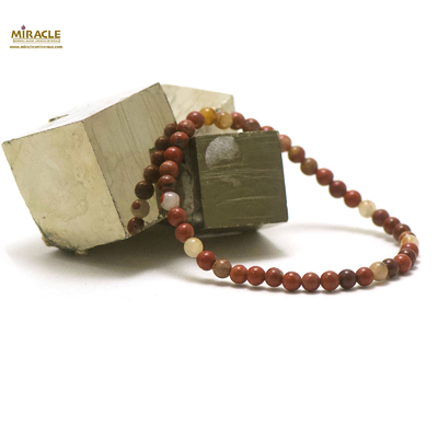 ronde 4 mm bracelet en pierre naturelle de jaspe rouge