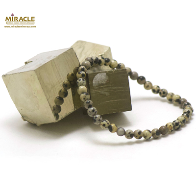 ronde 6 mm bracelet en pierre naturelle de jaspe dalmatien