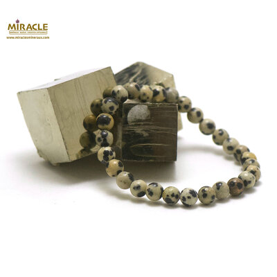 ronde 6 mm bracelet en pierre naturelle de jaspe dalmatien