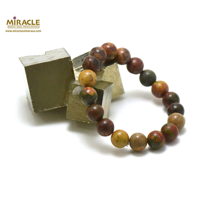 ronde 10 mm bracelet en pierre naturelle de jaspe picasso