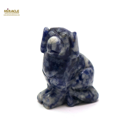 Magnifique statuette "chien" en pierre naturelle de sodalite