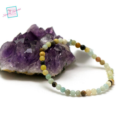 Perle ronde  4 mm bracelet en pierre naturelle d'amazonite brut