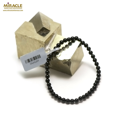 Perle ronde 4 mm 1 bracelet pierre neturelle onyx