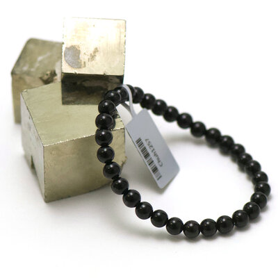 ronde 6 mm 1 bracelet en pierre naturelle de tourmaline noir