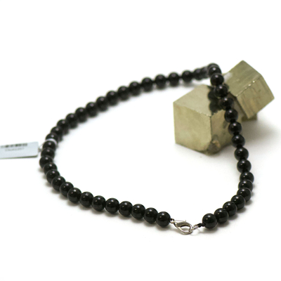 ronde 8 mm collier en pierre naturelle de tourmaline noir
