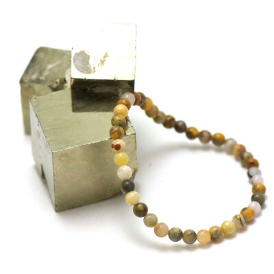 ronde 4 mm 1 bracelet en pierre naturelle d'agate crazy lace