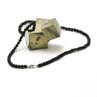 ronde 4 mm collier en pierre naturelle d'obsidienne noir