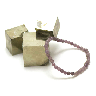 ronde 4 mm bracelet en pierre naturelle de lépidolite