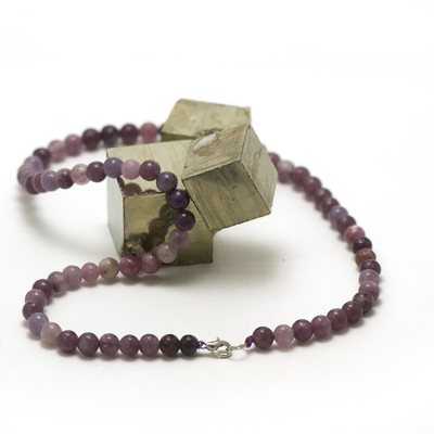 ronde 6 mm collier pierre naturelle de lépidolite