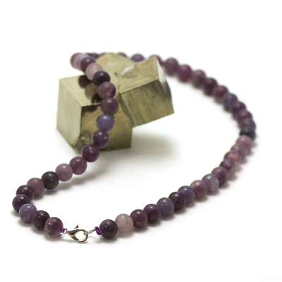 ronde 8 mm collier pierre naturelle de lépidolite