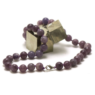 ronde 10 mm collier pierre naturelle de lépidolite