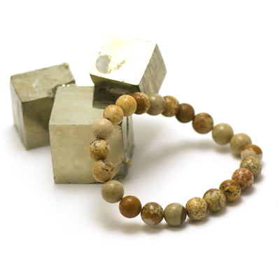 ronde 8 mm 1 bracelet en pierre naturelle de jaspe paysage