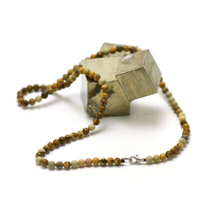 ronde 4 mm 1 collier en pierre naturelle de jaspe paysage