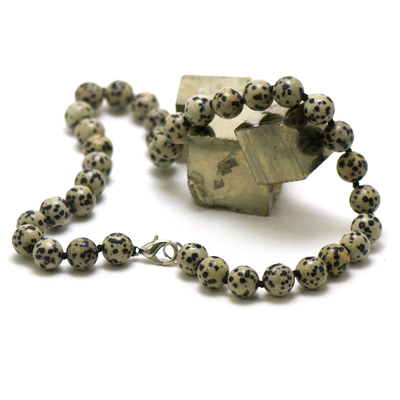 ronde 10 mm 1 collier en pierre naturelle de jaspe dalmatien