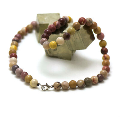 ronde 8 mm collier en pierre naturelle de mokaïte