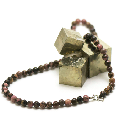 ronde 6 mm 1 collier en pierre naturelle de rodhonite
