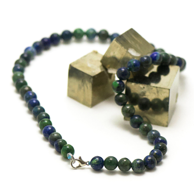 ronde 8 mm 1 collier en pierre naturelle d'azurite-malachite