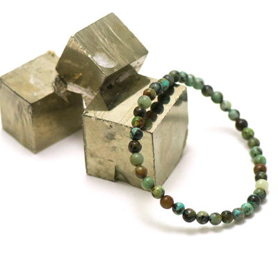 ronde 4 mm 1 bracelet en pierre naturelle de turquoise d'afrique