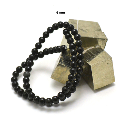 fil de 39 cm 63 perles d'obsidienne noire "ronde 6 mm"