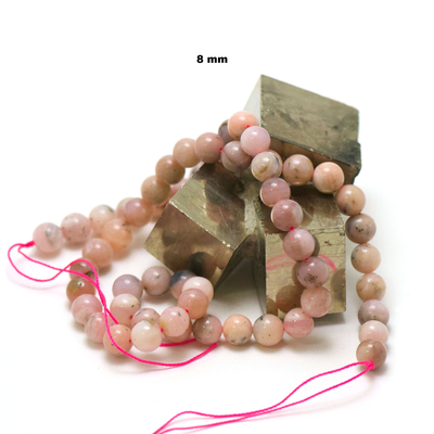 fil de 39 cm 49 perles d'opale rose des Andes "ronde 8 mm"