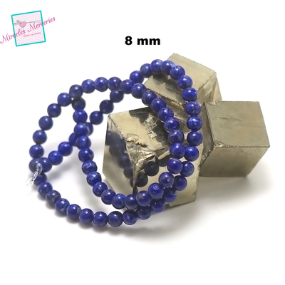 fil de 39 cm env 49 perles de lapis lazuli "ronde 8 mm"