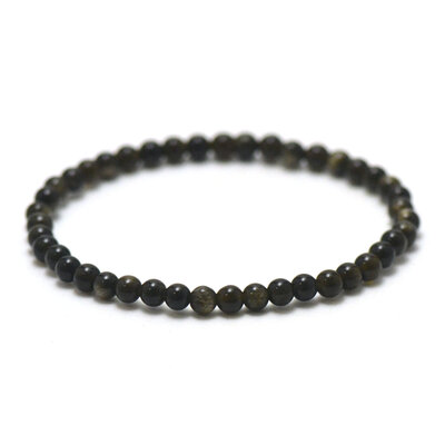 ronde 4 mm 1 bracelet obsidienne doré