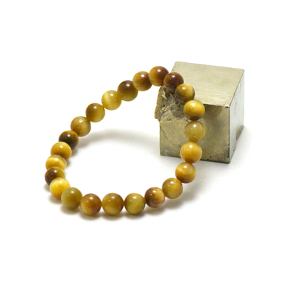 ronde 8 mm bracelet en pierre naturelle de oeil de tigre doré