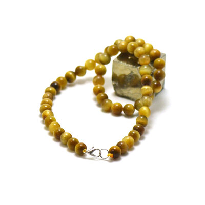 ronde 8 mm collier en pierre naturelle de oeil de tigre doré
