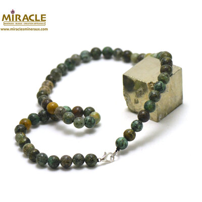 ronde 8 mm collier en pierre naturelle de turquoise d'afrique