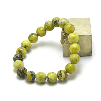 bracelet chrysoprase citron " ronde 10 mm ", pierre naturelle