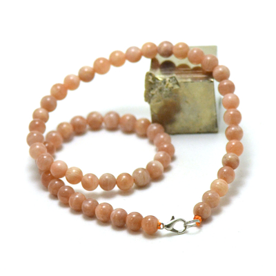 Ronde 7 mm collier en pierre naturelle de pierre de soleil
