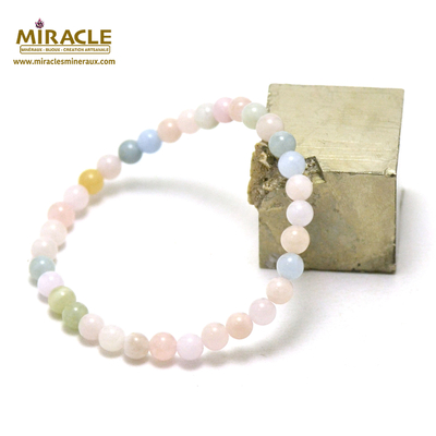 ronde 6 mm 1 bracelet en pierre naturelle de béryl morganite