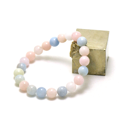 ronde 9-10 mm 1 bracelet en pierre naturelle de béryl morganite