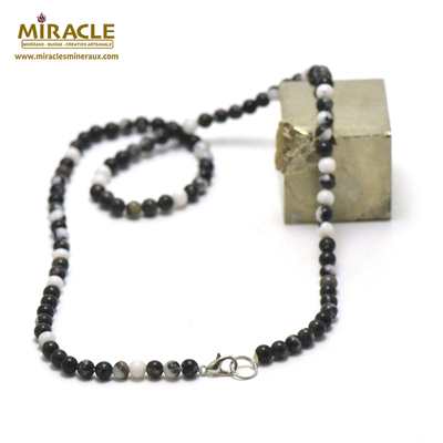 ronde 4 mm 1 collier en pierre naturelle de jaspe zèbre
