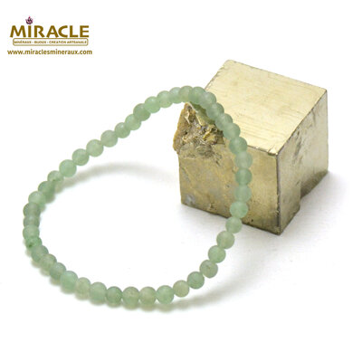 ronde 4 mm bracelet en pierre naturelle d'aventurine givré mat