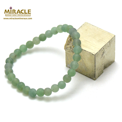 ronde 6 mm bracelet en pierre naturelle d'aventurine givré mat