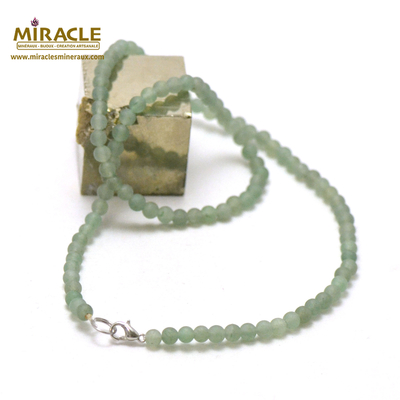 ronde 4 mm 1 collier en pierre naturelle d'aventurine givré mat