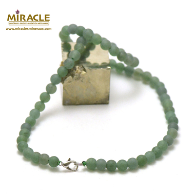 ronde 6 mm 1 collier en pierre naturelle d'aventurine givré mat