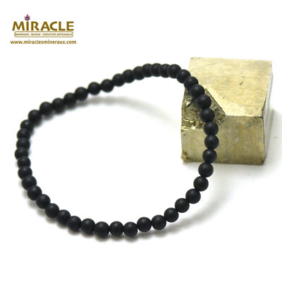 ronde 4 mm 1 bracelet en pierre naturelle d'onyx givré mat