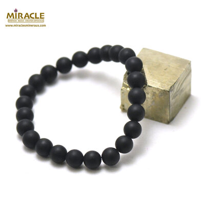 ronde 8 mm 1 bracelet en pierre naturelle d'onyx givré mat