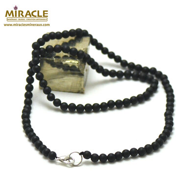ronde 4 mm 1 collier en pierre naturelle d'onyx givré mat