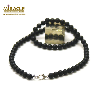 ronde 6 mm 1 collier en pierre naturelle d'onyx givré mat