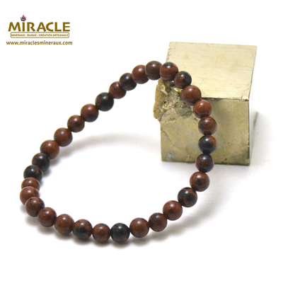 ronde 6 mm 1 bracelet en pierre naturelle d'obsidienne acajou