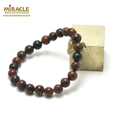 ronde 8 mm bracelet en pierre naturelle d'obsidienne acajou