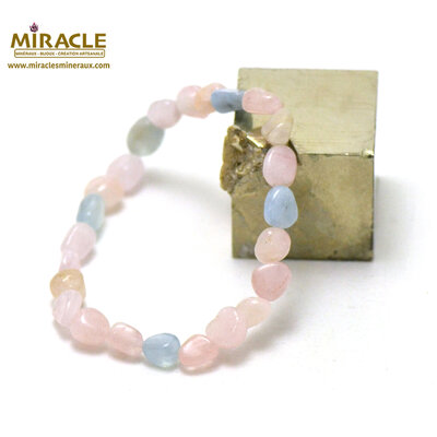 F pierre roulée 1 bracelet en pierre naturelle de béryl morganite