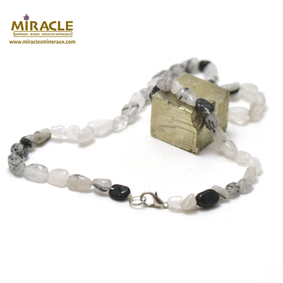 pierre roulée collier en pierre naturelle de quartz tourmaline