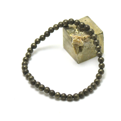 Bracelet pyrite "perle ronde 4 mm"