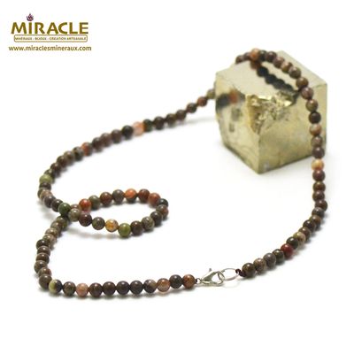 ronde 4 mm collier en pierre naturelle de rhyolite